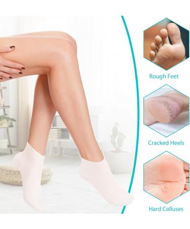 Silicone Moisturizing Socks Women Foot Spa Pedicure Silicone Socks Foot Mask Exfoliating Beach Protective Gel Socks Anti Slip Aloe Socks for Dry Cracked Feet Calluses Foot Care (White) - Buy Online on SooperMarket.com