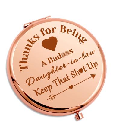 Daughter In Law Gift From Mom Wedding Gift Travel Makeup Mirror Funny Bride Gift Bridal Shower Gift Birthday Appreciation Gift For Bonus Daughter Rose Gold Compact Mirror Marriage Gift For Bride