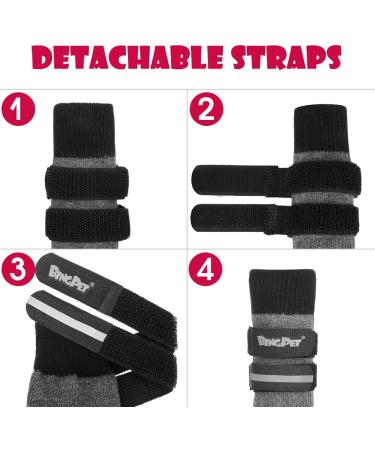 BINGPET Dog Socks - Outdoor Anti Slip Paw Protector for Hardwood Floors, Waterproof with Reflective Straps, Traction Control - Grey, Large - Buy Online on SooperMarket.com