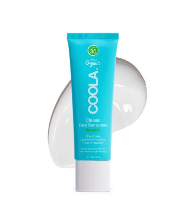 COOLA Organic Face Sunscreen SPF 30 Sunblock Lotion Dermatologist Tested Skin Care for Daily Protection Vegan and Gluten Free Cucumber 1.7 Fl Oz