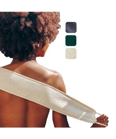AQUIS Double-Sided Exfoliating & Cleansing Back Scrubber, Fast Drying, Ultra-Durable Microfiber, Linen