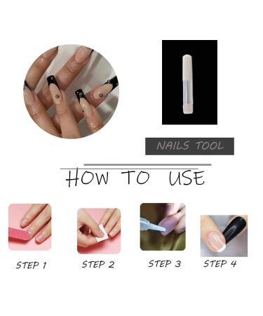 MISUD Long Press On Coffin Fake Nails - 24PCS Glossy French Tip Rhinestone Acrylic Nails for Women - Buy Online on SooperMarket.com