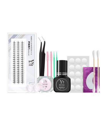 Anself False Eyelashes Grafting Set for Beginners Eyelash Extension Practice Exercise Kit Eye Lashes Makeup Eye Pads Tweezers Glue Ring Brush Tools Kit 1#