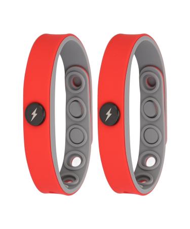 Saluaqui 2 Pack Anti-Static Bracelet Wireless Negative Ion Anti-Fall Bracelet Washable Silicone Bracelet for Sports (Red)