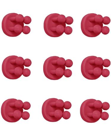 Tecbull Funny Hooks toothbrush holder razor holder shower razor bracket without drilling toothbrush bracket Self -adhesive (9xrot+9x replacement adhesive pad) 9x red