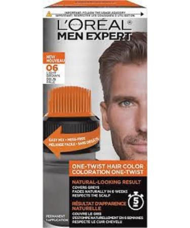 L'Oreal Paris Men Expert One Twist Hair Colour Black Hair Dye For Men. Mens Hair Dye For Men Dying Hair To Cover Grey Hair Gives Quick Natural Looking Results - 6 - Light Brown