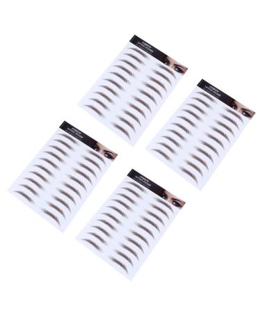 Housoutil 4pcs Eyebrow Stickers Stick on Eyebrows for Women Artificial Eyebrow Semi- Tools 6d