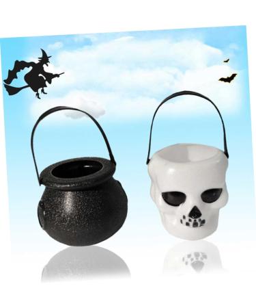 OFFSCH 9 Pcs Large Cooking Pot Halloween Candy Holder Mini Halloween Pumpkin Bucket Black Halloween Candy Bowl Halloween Candy Stands Cauldron Halloween Pendants Decorations Props Skull - Buy Online on SooperMarket.com