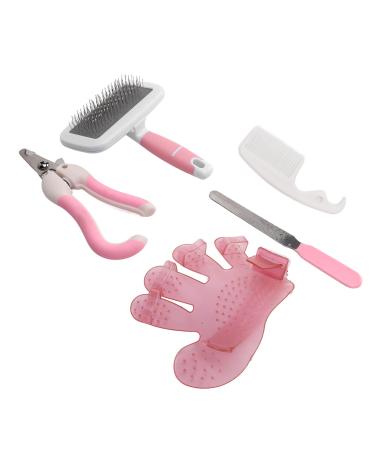 Small Pet Grooming Set Hamster Cleaning Grooming Kit Massage Interactive for Small Animal(Small pink)