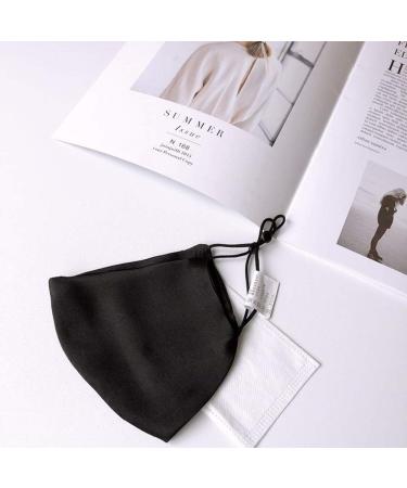 ROSEWARD 100% Mulberry Silk Face Mouth Mask with Filter Pocket Adjustable Black&dark Grey - Buy Online on SooperMarket.com