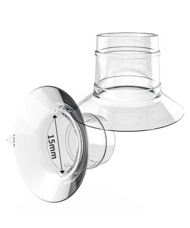 2PCS Flange Inserts 15MM Compatible with Lansinoh /MomcozyS9 Pro/S12 Pro/Medela/KISSBOBO/Elvie Portable Breast Pump Shields/Flanges Milk Collector 24MM Universal