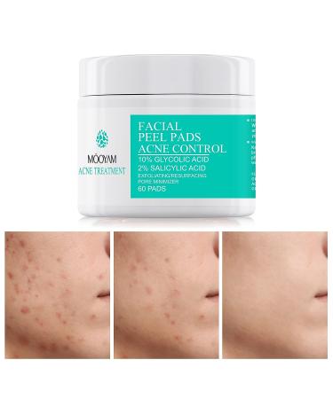 Glycolic Acid 10% and Salicylic Acid Resurfacing Pads with Lactic Acid - 60 Pads | Face Exfoliator for Acne Control and Pimple Breakouts - Buy Online on SooperMarket.com