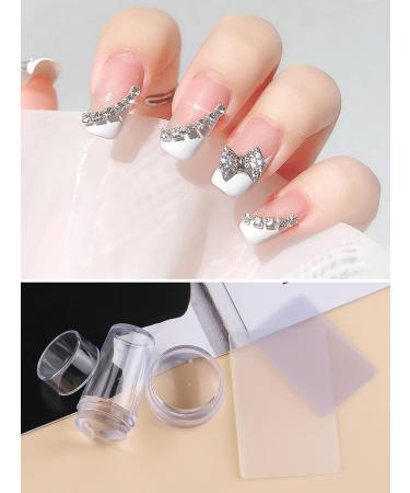 EBANKU 2PCS Clear Blue Silicone Nail Art Stamper Set with Scraper Tools for DIY Beauty Nail Art - French Smile Line Design (Transparent) - Buy Online on SooperMarket.com