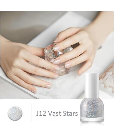 Shefave Silver Nail Polish Glitter Nail Polish - Long Lasting Glossy Easy Peel off Nail Varnish No Need Cure Nails Gel Non Toxic Nail Polishes - DIY Nail Art Manicure at Home Salon 10ml #J12 - Buy Online on SooperMarket.com