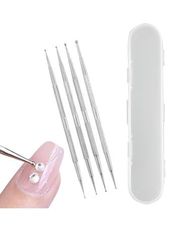 Dotting Tools 4PCS Professional Ball End Nail Art Tools Nail Art Brushes Detail Pen Nail Dotting Tool Design Tools Stailess Steel Dotting Pen Tool Rhinestone Picker Tool