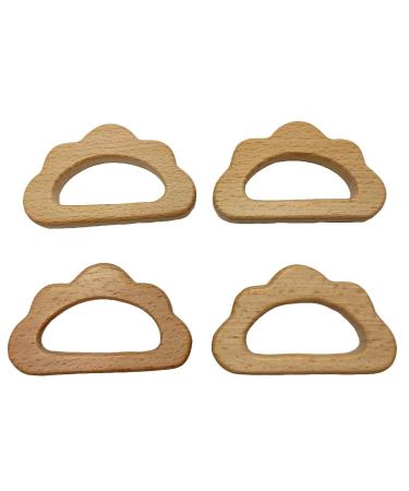 5pcs Natural Wood Cloud Shape Teether Toys DIY Teething Necklace Cute Animal Pendant Nursing Soothing Accessories (Cloud 5pcs)