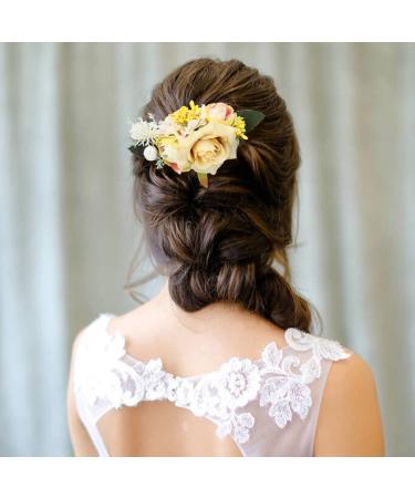 4 Pack Artificial Rose Flower Hair Combs - Wedding & Party Hair Accessories for Women - Buy Online on SooperMarket.com