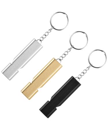 Jinlaili 3pcs trill pipe emergency whistle signal pipe metal emergency pipe survival trill pipe with keychain for sports referee hiking camping climbing dog training session