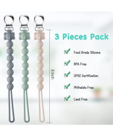 COZYPANDA Silicone Pacifier Clip - BPA Free Teething Beads Design for Baby Boy/Girl - Pack of 3 - Keep Pacifiers, Teethers, and Toys in Place - Buy Online on SooperMarket.com