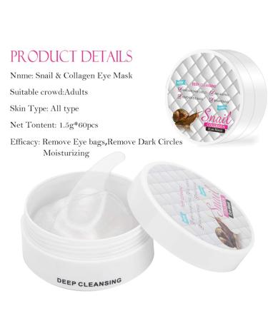 60 Pcs Snail Collagen Eye Patches Deep Moisture Dark Circle & Swelling Reducer | Calming Eye Flaps for Radiant Skin - Buy Online on SooperMarket.com