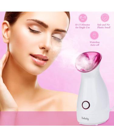 Facial Steamer SPA Sauna Face Humidifier Wolady Home Sauna Steamer Nano Ionic Warm Mist Humidifier Steamer with Stainless Steel Skin Kit for Pores Cleanse Clear Blackheads Acne Skin Cares (Middle) Pink - Buy Online on SooperMarket.com