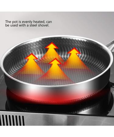 Qzwgz Cookg 51 31 8 Household 304 Stainless Steel Cooking Frying Pan Non-Stick Pot Kitchen Utensils 28cm - Buy Online on SooperMarket.com