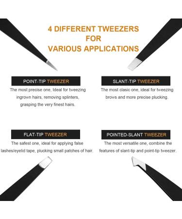 Mayki Black 6PCS Professional Stainless Steel Eyebrow Tweezers Set for Precision Hair Removal - Ideal for Women, Men, Ingrown Hairs, Splinters, and Ticks - Buy Online on SooperMarket.com
