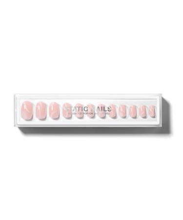Static Nails Reusable Pop-On Manicure Set Non-Damaging Glue-On Nails (Round) - False Nails with Static Nail Glue Nail Set Fake Acrylic Press On Nails (Soft Pink Sway Round) Soft Pink Sway Round
