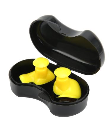 Waterproof Earplug Swimming Ear Protectors Espiral Silicone Portable with Box for Children for Sleeping for Loud Noise Snoring(Yellow)
