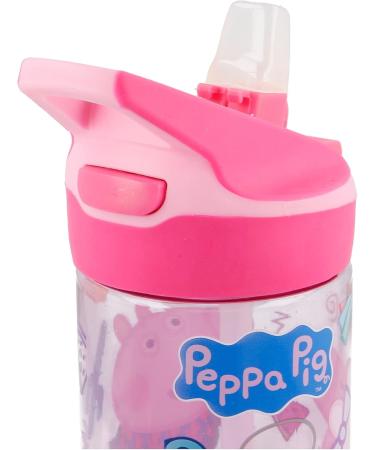 Peppa Pig Reusable Tritan Water Bottle for Kids | BPA-Free Anti-Drip Silicone Straw Easy Push Button | 620 ml Capacity - Buy Online on SooperMarket.com