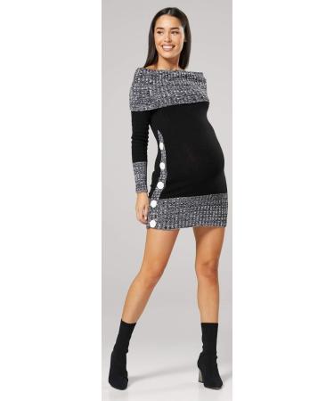 HAPPY MAMA Maternity Bardot Knitted Jumper Dress Pullover Sweater - Black (Size 16-18) - Buy Online on SooperMarket.com
