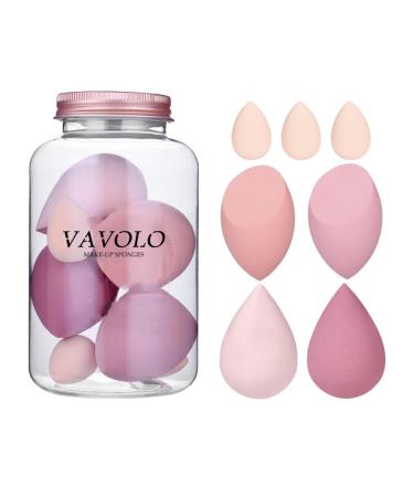 7 Pcs Multi-color Makeup Sponge Set, Foundation Blending Beauty Blender, Flawless for Liquid Creams and Powders A-Pink