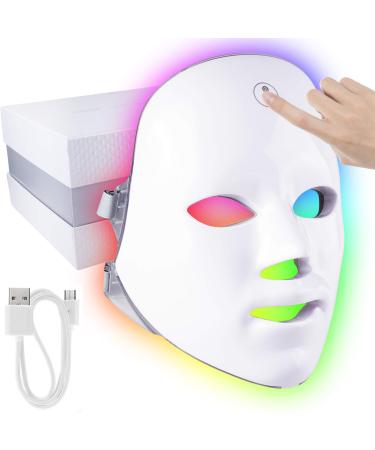 7 Color LED Light Face Mask - Touch Control Therapy Acne Treatment LED Mask Wrinkle Removal Anti-aging Skin Rejuvenation for Daily Skin Care