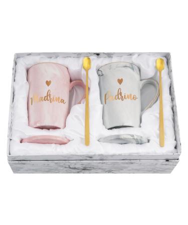 Cabtnca Padrinos Madrina Proposal Gift Godparents Proposal Gift Padrinos Madrina Coffee Mug Regalos Para Padrinos Madrina Christmas Birthday Gifts for Godmother Godfather In Spanish 14Oz Grey&pink