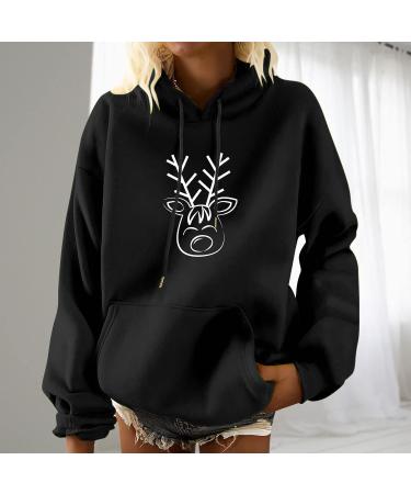 Women's Plus Size Christmas Hooded Sweatshirt Pullover with Pockets - Black_4 XX-Large - Buy Online on SooperMarket.com
