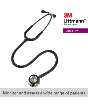 3M Littmann Classic III Stethoscope Champagne Finish | Black Tube | Smoke Stem | 69 cm - Buy Online on SooperMarket.com