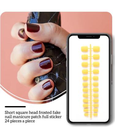 Dajidafu 24 Pieces Square Head Frosted Coffin False Nails DIY Exquisite French Style Unique Elegant Colour-fast Acrylic Nail 10light yellow - Buy Online on SooperMarket.com