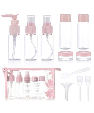 Xiyee travel bottles set 10 pieces of bottles container for the trip travel bottles container containable empty cosmetic bottles set for accessories shower gel shampoo cream cosmetics (pink)