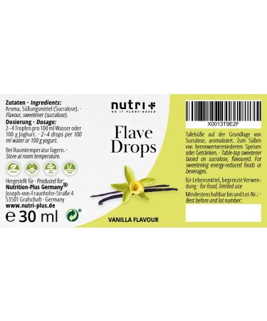 Flave Drops Vanilla 30ml Calorie-Free Aroma Drops & Vegan Flavor Concentrate Sweetener Taste Made in Germany - Buy Online on SooperMarket.com