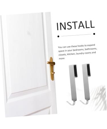 STOBAZA 2pcs Metal Coat Hanger Over The Door Hanger Towel Hanger Bathroom Shower Door Bathroom Door No Nails 17x3cm Silver - Buy Online on SooperMarket.com