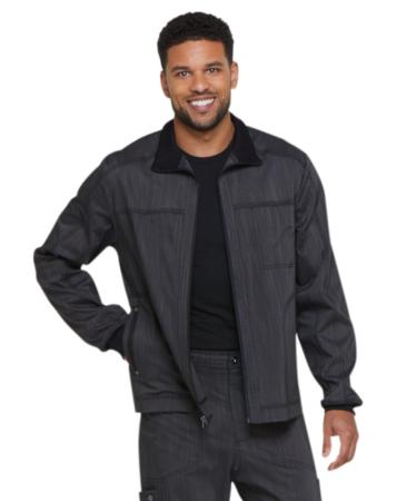 Dickies Advance Men Warm Up Scrubs Jacket Zip Front Moto DK315 XS Onyx Twist