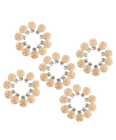 Tubayia 50 Pieces Baby Pacifier Clip Wooden Pacifier Chain Clips for Baby Toddler Newborn
