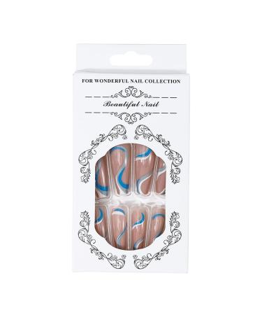 Brishow Long Wavy Lines Press-On Nails | Pink Bellarina Acrylic Nails | 24pcs for Women & Girls - International Shipping Available - Buy Online on SooperMarket.com