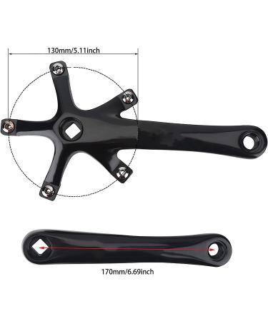 Keenso 170mm Bike Crank Arms - Universal Aluminium Alloy Single Crankset - for Mountain and Road Bikes - Black - Buy Online on SooperMarket.com