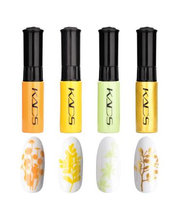 4 Colors Nail Polish Set Printed nail polish Plastic Bottle Portable Nail Pigment Stamping Nail Design Manicure Drawing Nail Art Tool 10ml (16) Yellow
