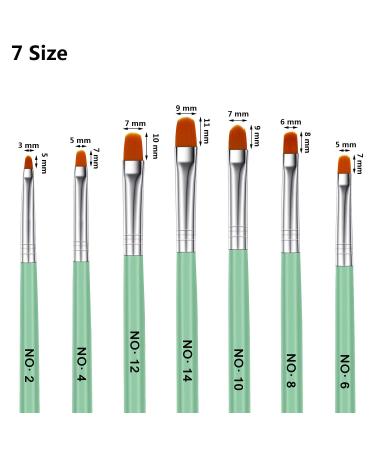 7-Piece UV Gel Nail Brush Set - Acrylic Nail Art Polygel Brushes with Wooden Handle - 7 Sizes for Extensions & Manicure - Green - Buy Online on SooperMarket.com