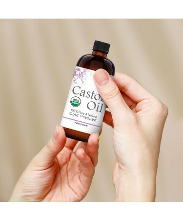 Organic Castor Oil 4oz - Pure & Natural Cold Pressed for Lashes, Eyebrows, Hair & More - Buy Online on SooperMarket.com