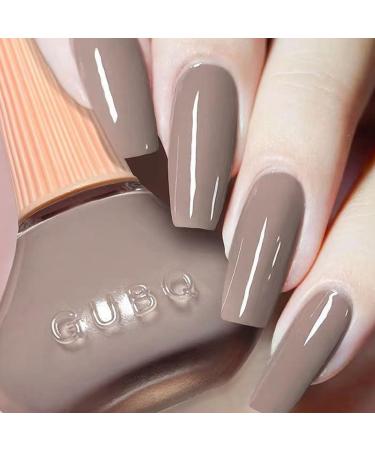 DouborQ Coffee Nail Polish Long-lasting Glossy Nail Art Varnish (40) Light Coffee Color
