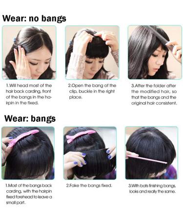 Clip in Bangs Fringe Hair Extensions Thick Full Neat Front Bangs Extension Ombre mix Hair 2 Clips on Bangs Hairpieces Accessories Light Ash Brown mix Bleach Blonde - Buy Online on SooperMarket.com