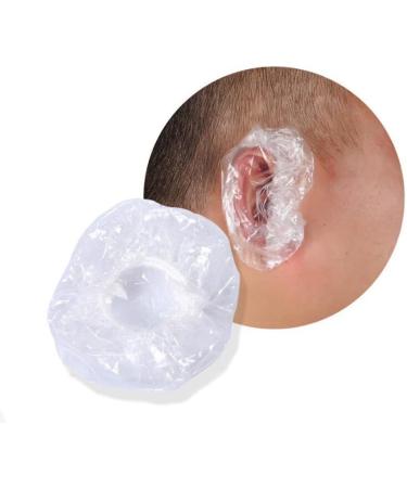 100PCS Transparent Plastic Disposable Waterproof Hairdressing Dye Coloring Ear Cover Protector Caps for Bathing Shower Spa Keep Ear Clean and Dry - Buy Online on SooperMarket.com